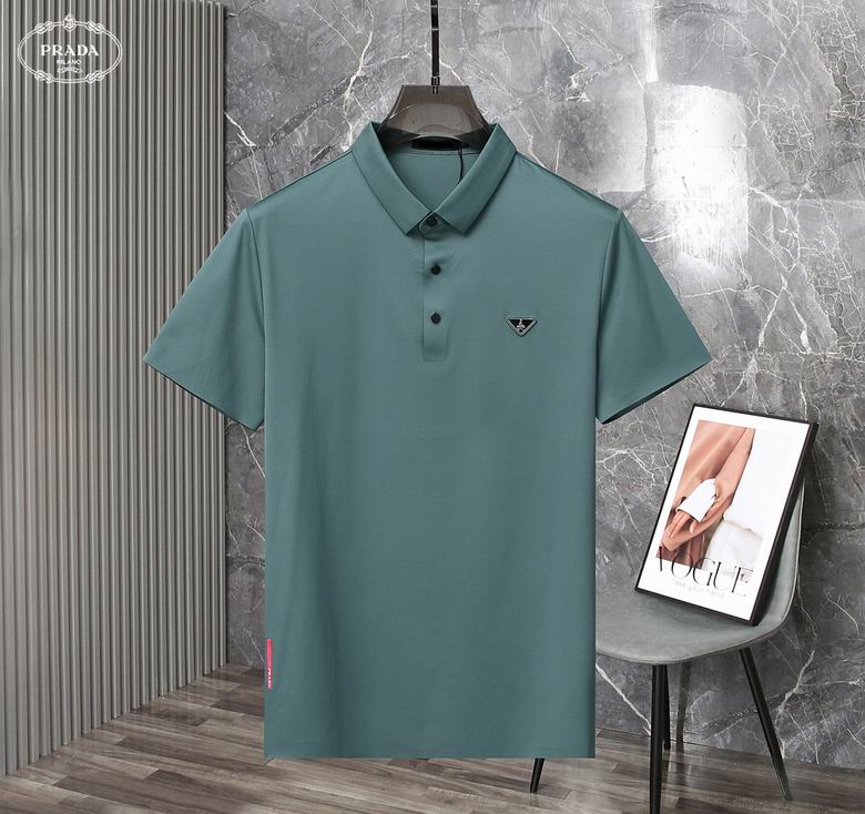 Wholesale Cheap P rada Short Sleeve Lapel T Shirts for Sale