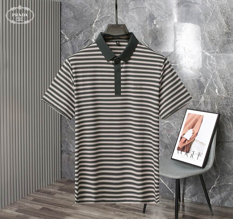 Wholesale Cheap P rada Short Sleeve Lapel T Shirts for Sale