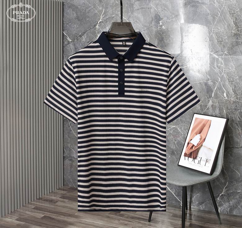 Wholesale Cheap P rada Short Sleeve Lapel T Shirts for Sale
