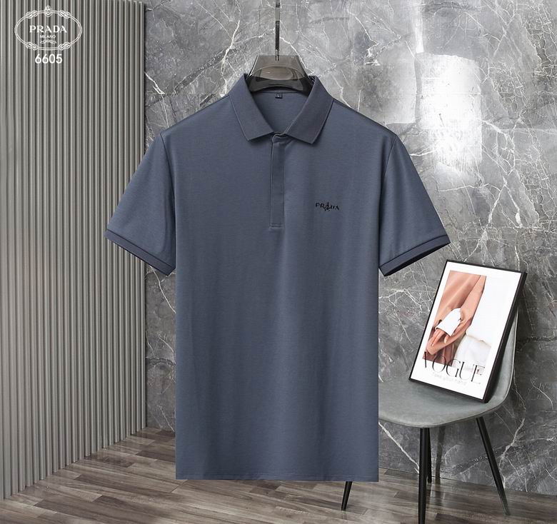 Wholesale Cheap P rada Short Sleeve Lapel T Shirts for Sale