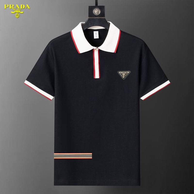 Wholesale High-quality P.rada Short Sleeve Lapel Replica Designer T-Shirts for sale