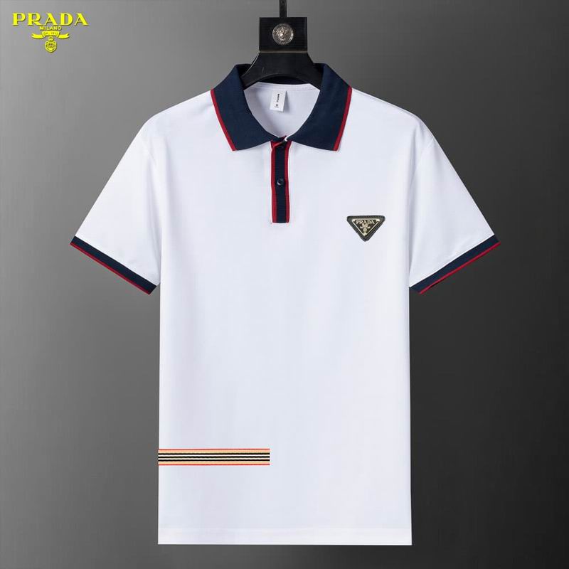 Wholesale High-quality P.rada Short Sleeve Lapel Replica Designer T-Shirts for sale