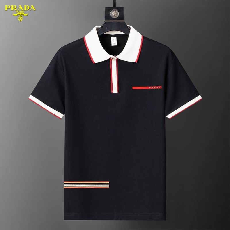 Wholesale High-quality P.rada Short Sleeve Lapel Replica Designer T-Shirts for sale