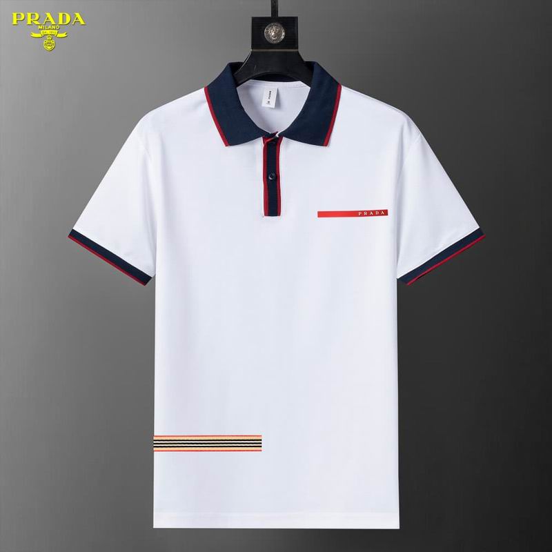 Wholesale High-quality P.rada Short Sleeve Lapel Replica Designer T-Shirts for sale