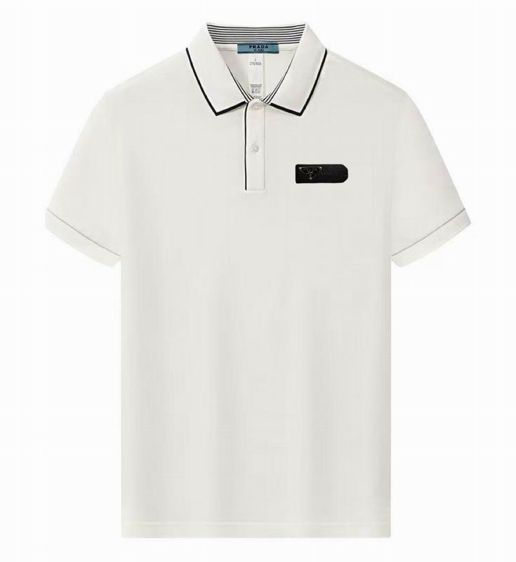Wholesale High-quality Men's P.rada Short Sleeve Lapel Replica Designer T-Shirts for sale