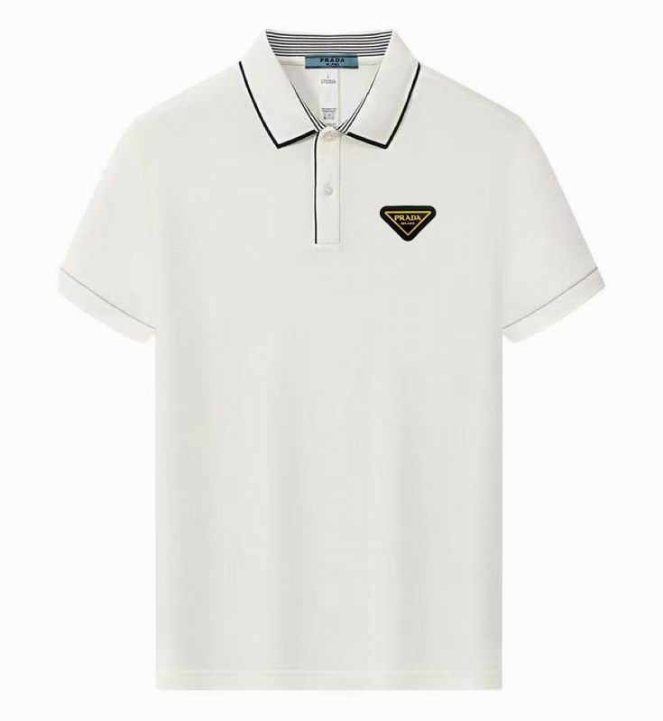 Wholesale High-quality Men's P.rada Short Sleeve Lapel Replica Designer T-Shirts for sale