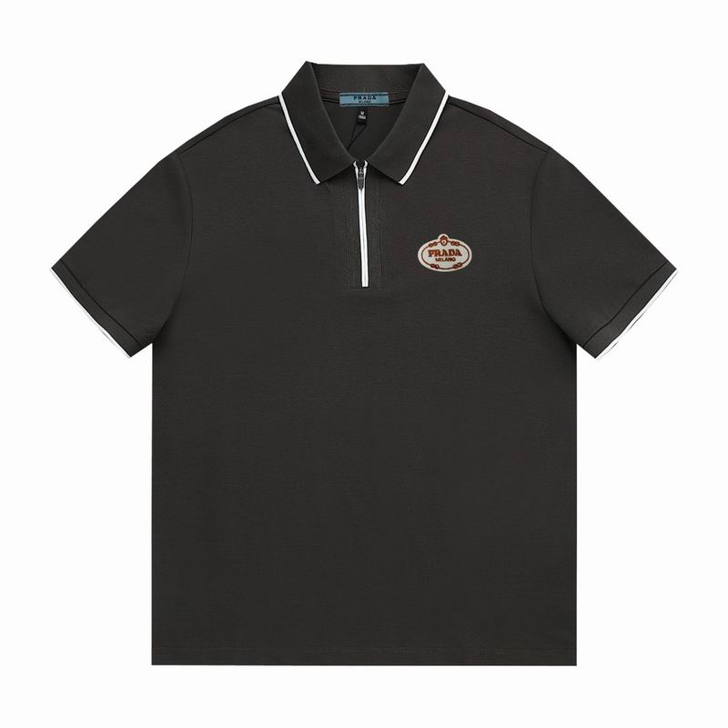 Wholesale High-quality Men's P.rada Short Sleeve Lapel Replica Designer T-Shirts for sale