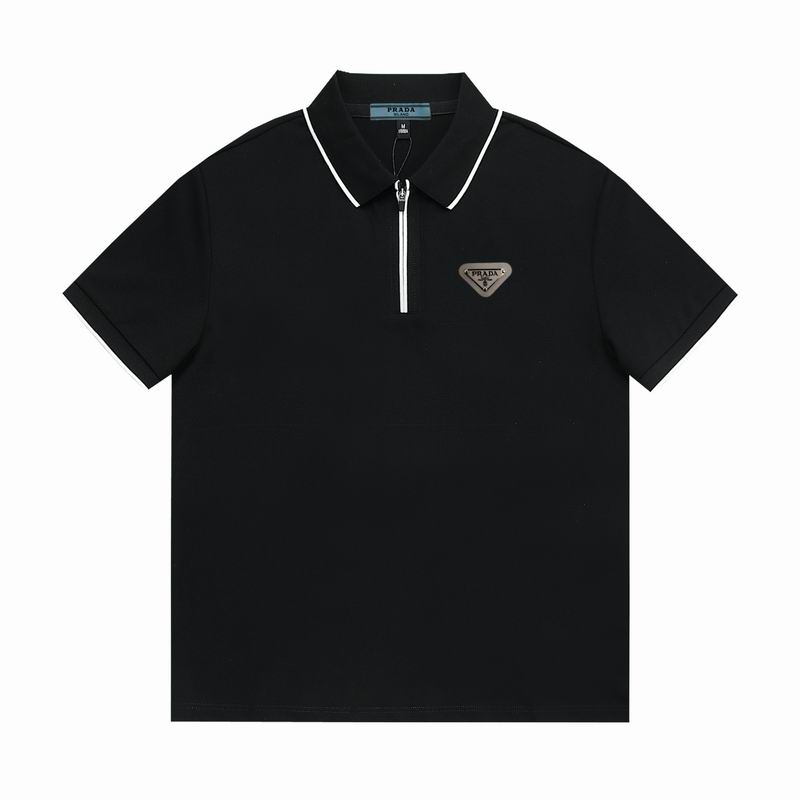 Wholesale High-quality Men's P.rada Short Sleeve Lapel Replica Designer T-Shirts for sale