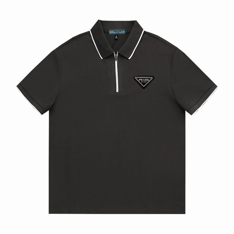Wholesale High-quality Men's P.rada Short Sleeve Lapel Replica Designer T-Shirts for sale