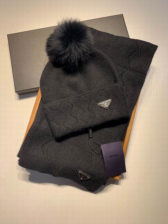Wholesale Cheap P rada Hats Scarf set for Sale
