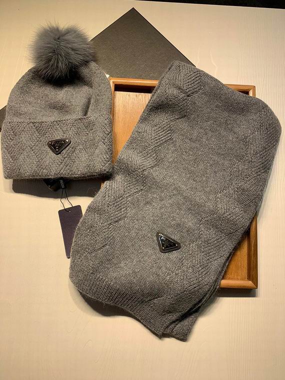 Wholesale Cheap P rada Hats Scarf set for Sale