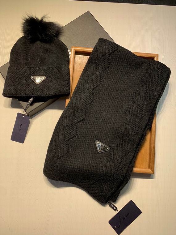 Wholesale Cheap P rada Hats Scarf set for Sale
