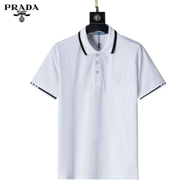 Wholesale Cheap High quality P rada Short Sleeve Lapel Mens T Shirts for Sale