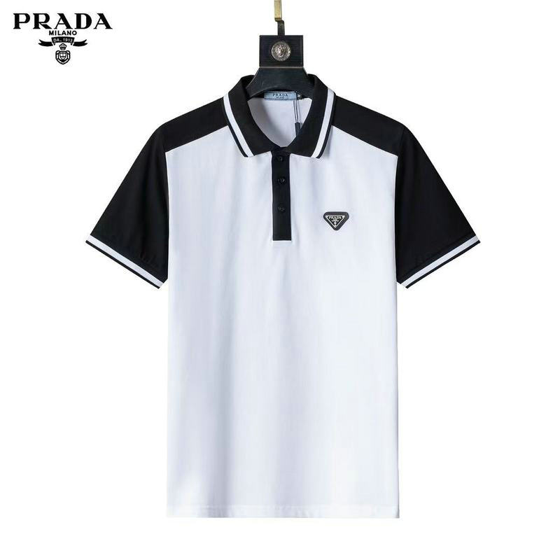 Wholesale Cheap High quality P rada Short Sleeve Lapel Mens T Shirts for Sale