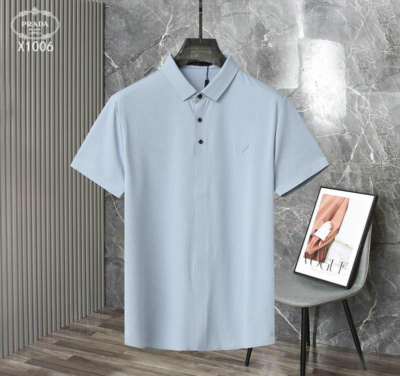 Wholesale Cheap High quality Fashion Prada Short Sleeve Lapel Mens T Shirts for Sale