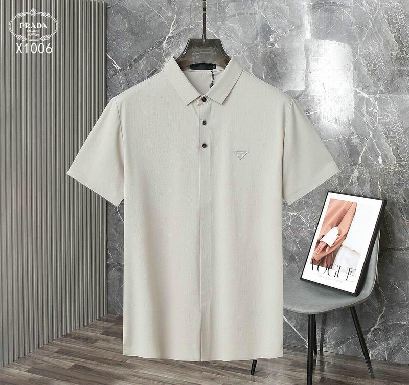 Wholesale Cheap High quality Fashion Prada Short Sleeve Lapel Mens T Shirts for Sale