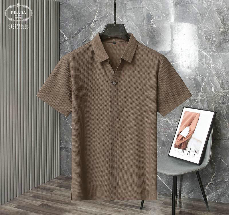 Wholesale Cheap High quality Fashion Prada Short Sleeve Lapel Mens T Shirts for Sale