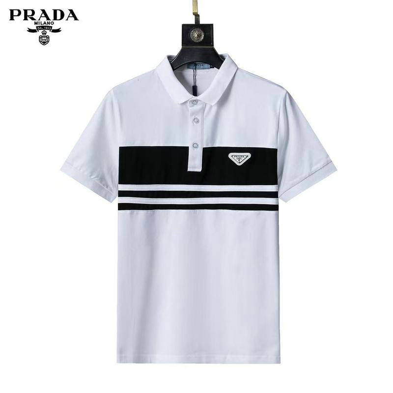 Wholesale Cheap High quality P rada Short Sleeve Lapel Mens T Shirts for Sale