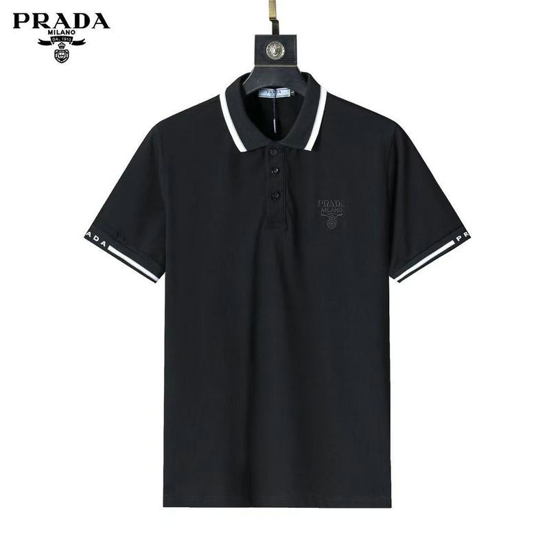 Wholesale Cheap High quality P rada Short Sleeve Lapel Mens T Shirts for Sale