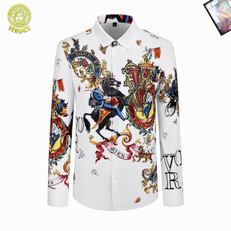 Wholesale High-quality men's Fashion V.ersace Long Sleeve Replica Designer Shirts for sale