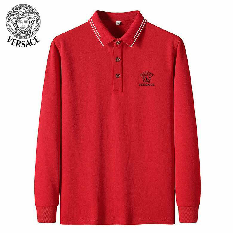 Wholesale Cheap Versace Long Sleeve Lapel T Shirts for Sale