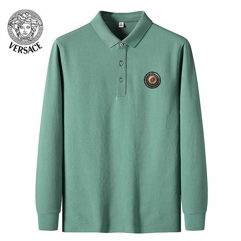 Wholesale Cheap Versace Long Sleeve Lapel T Shirts for Sale