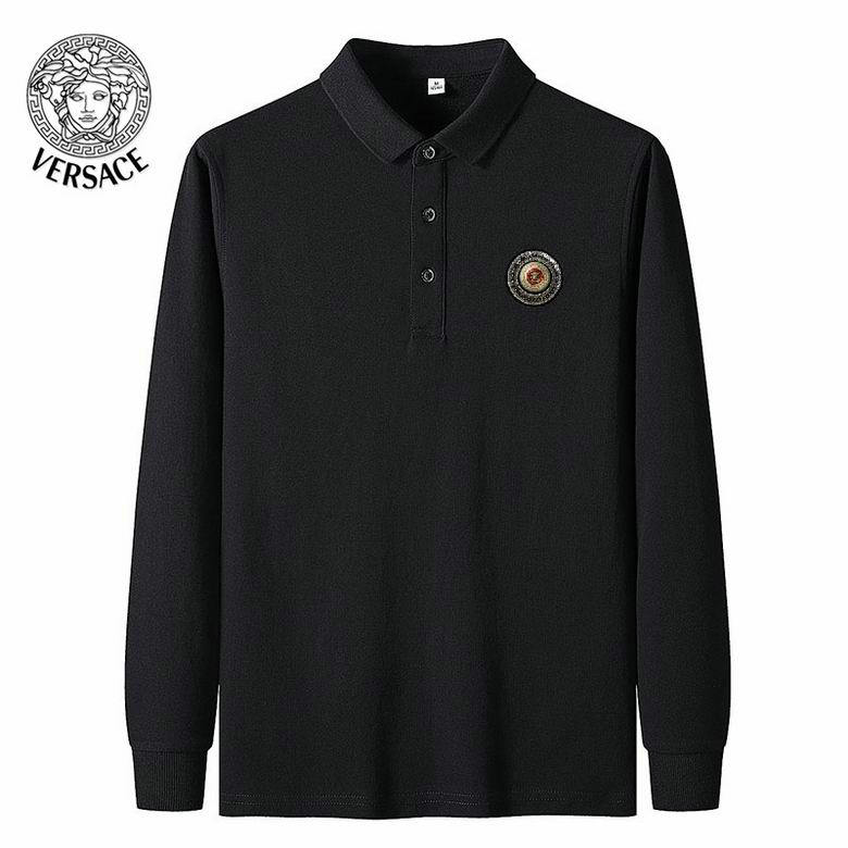 Wholesale Cheap Versace Long Sleeve Lapel T Shirts for Sale