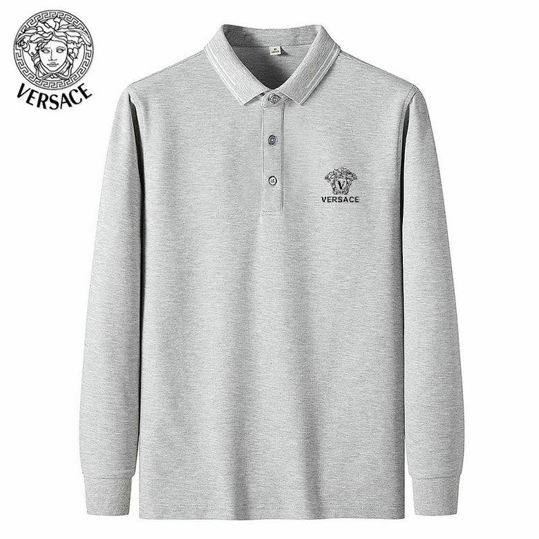 Wholesale Cheap Versace Long Sleeve Lapel T Shirts for Sale