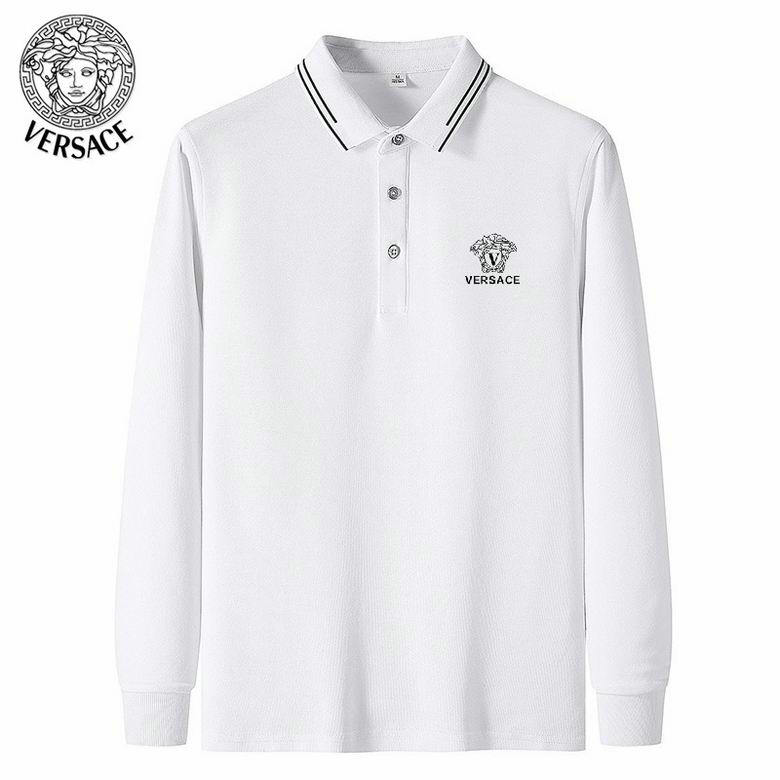 Wholesale Cheap Versace Long Sleeve Lapel T Shirts for Sale