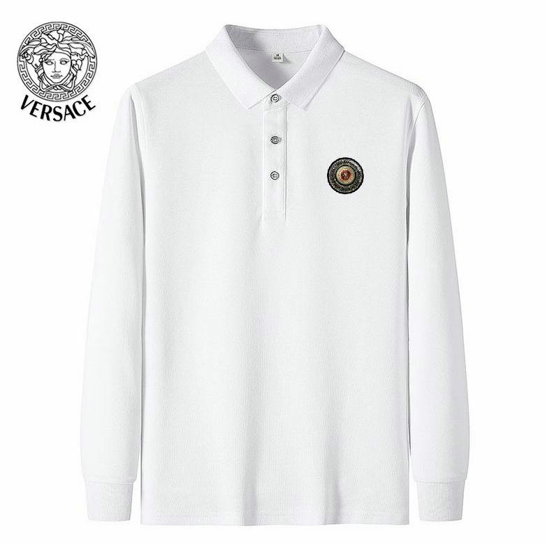 Wholesale Cheap Versace Long Sleeve Lapel T Shirts for Sale