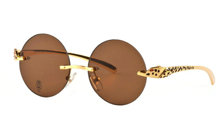 Wholesale Cheap Replica Panthère Cartier Gold Round Glasses Frames for Sale-006