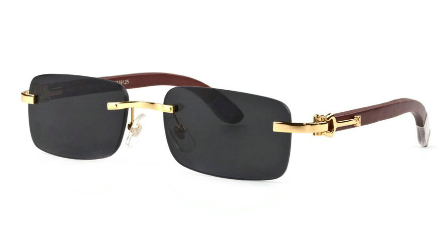 Wholesale Cartier Wood Frame Sunglasses Replica for Sale-185