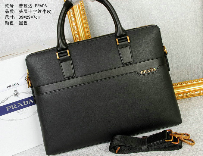 Wholesale Prada leather Briefcases Bags-075