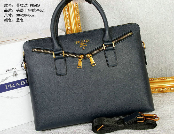 Wholesale Prada leather Briefcases Bags-077