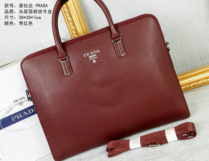 Wholesale Prada leather Briefcases Bags-078