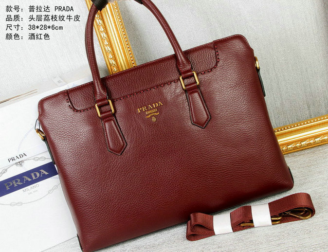 Wholesale Prada leather Briefcases Bags-081