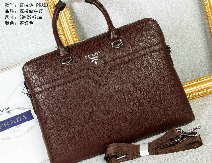 Wholesale Prada leather Briefcases Bags-086