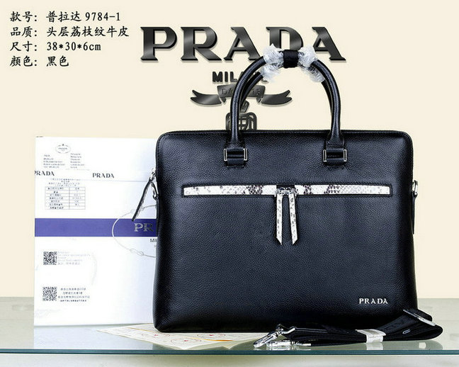 Wholesale Prada leather Briefcases Bags-089